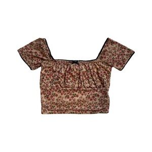 Y2K floral lace crop top